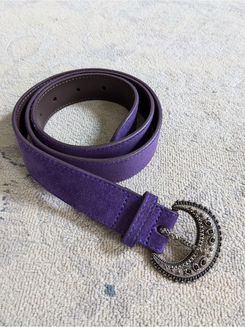 Sezane Fine Louve Belt Suede Leather Purple Size T. 85